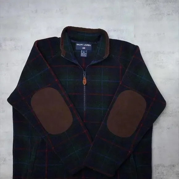 Vintage Plaid Polo Sport Ralph Lauren Quarter Zip Sweater